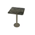 Modern Bar Counter With Sleek Stone Top Metal Stand And Round Base
