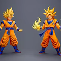 Game Movie Character Goku Super Saiyan With Orange Outfit Blue Belt Golden Hair And Aura