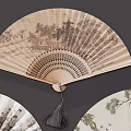 Decorative Traditional Chinese Fan Pendants With Artistic Paintings And Hanging Design
