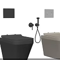Modern Wall Hung Dark Gray And Light Gray Toilets With Control Panels 3d model