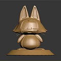 Golden Cat Shaped Decorative Sculpture With Round Base On Black Background