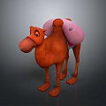 3D Cartoon Camel Character With Orange Body And Two Humps Design