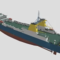 3D Model Of Blue White Cargo Ship With Orange Superstructure And Decks