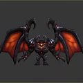 Fierce Demon Game Character With Red Glowing Wings Metallic Body And Horns