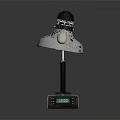 Modern Table Lamp With Silver Lampshade Black Base And Clock 3d model