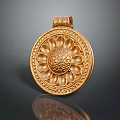 Golden Round Pendant Featuring Exquisite Decorative Sunflower Pattern Design in Fashion Accessories