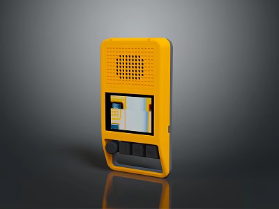 Portable Yellow Handheld Device With Digital Screen And Control Buttons 3d model