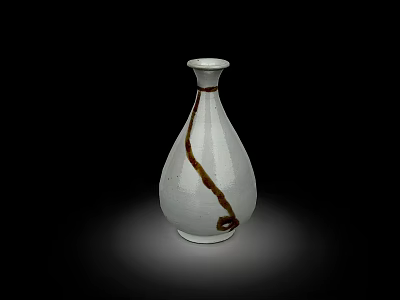 Elegant White Ceramic Vase With Brown Decorative Pattern And Teardrop Shape 3d model