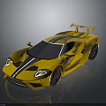 Golden Supercar With Sleek Design Black Stripes Rear Spoiler And Shiny Alloy Wheels