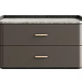 Elegant Modern Nightstand Featuring Marble Top And Double Gold Handle Drawers 3d model