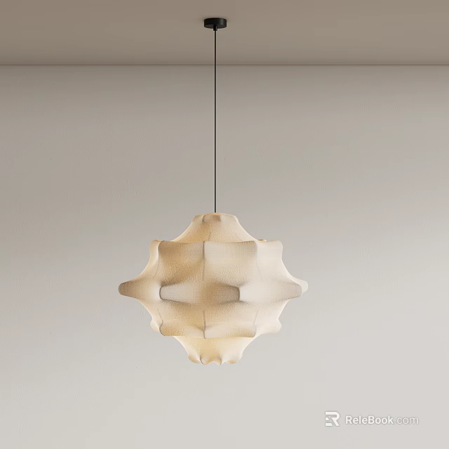 Modern Pleated Geometric Pendant Light With Ivory Shade For Neutral Wall Space 3d model 