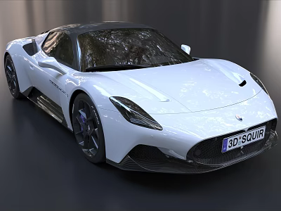 White Sports Car With Sleek Aerodynamic Design Black Roof And Modern LED Headlights 3d model