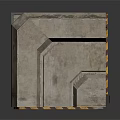Concrete Structural Component With Yellow Black Warning Stripes Red Curved Sections And Black Cylindrical Elements