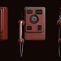 Vintage Red Rotary Dial Telephone With Local And Collect Call Function Labels