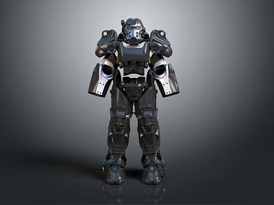 Futuristic Armored Warrior Character With Metallic Exoskeleton And Robotic Design 3d model