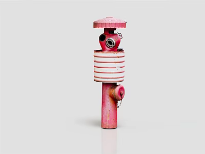 Red Fire Hydrant With Side Outlet Vertical Structure And Striped Design 3d model