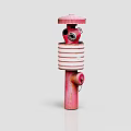 Red Fire Hydrant With Side Outlet Vertical Structure And Striped Design