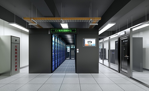 server room network equipment weak current box server cabinet database information center 3d model