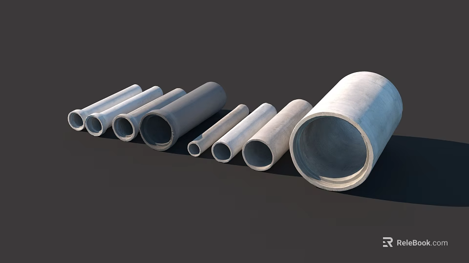 Concrete Pipes In Various Sizes As Durable Construction Components For Building Projects 3d model 