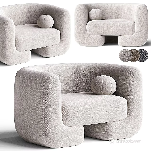 Modern Design Single Sofa With Fabric Upholstery Round Cushion And Multiple Color Options 3d model 