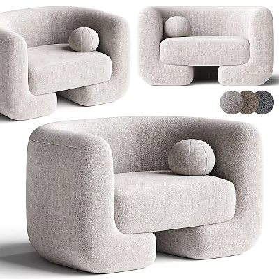 Modern Design Single Sofa With Fabric Upholstery Round Cushion And Multiple Color Options 3d model
