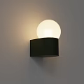 Modern Black Base Wall Light With White Spherical Illuminated Lampshade Mounted On Wall 3d model