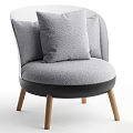 Modern Single Sofa With Gray Fabric Black Base Wooden Legs And Ottoman
