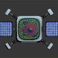 Modern Robotic Probe With Solar Panels Digital Display White Structure And Mechanical Legs