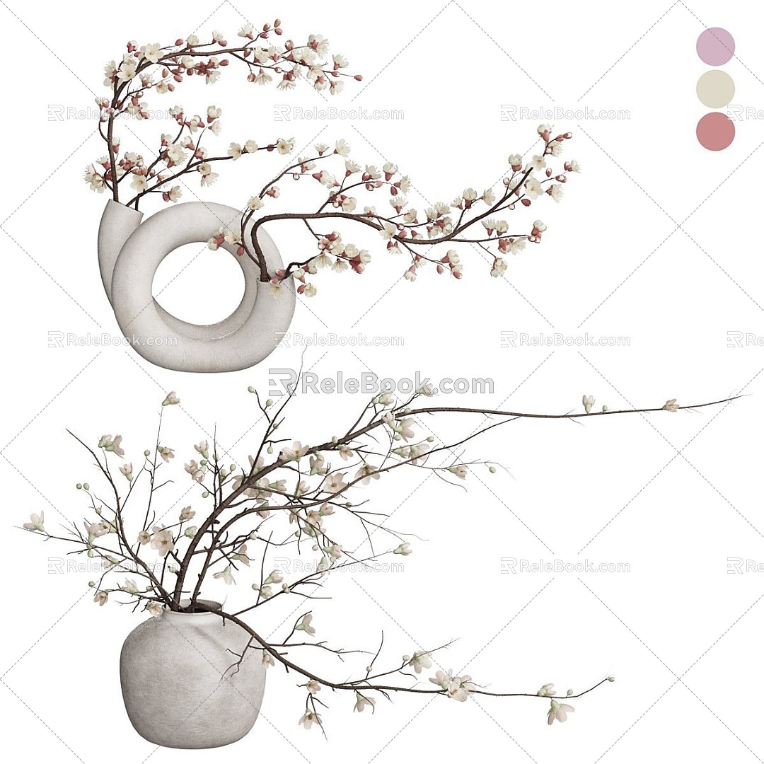 Modern jewelry ornaments combination flower interior decoration 3d model