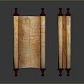 Traditional Sheepskin Scrolls With Red Wooden Rollers On Dark Background