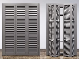 Modern folding door shutter door and window combination 3d model