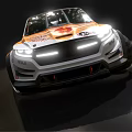 Orange And White Flash Punx Racing Car With Dynamic Design And Large Wheels