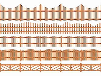 Modern Fence Railing Wooden Fence 3d model
