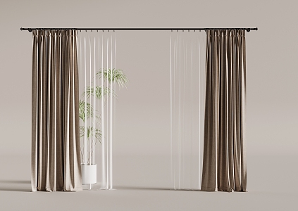 Roman Rod Curtain Green Plant 3d model