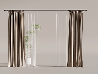 Roman Rod Curtain Green Plant 3d model