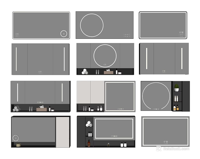 Modern Bathroom Cabinet Designs With Storage Shelves And Mirror Elements 3d model 