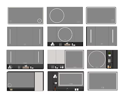 Modern Bathroom Cabinet Designs With Storage Shelves And Mirror Elements 3d model