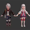 Cartoon Characters With Silver Hair Black Jacket And White Hair Pink Dress Holding Hands