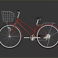 Stylish Red Bicycle With Front Wire Basket And Black Seat For Urban Riding