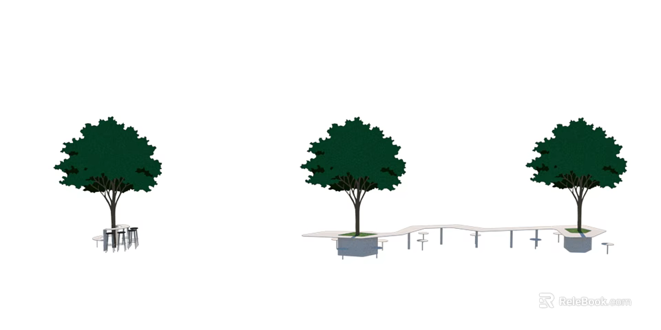 Modern Tree Planter Design With Lush Green Trees And Attached Seating 3d model