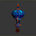 Blue And Orange Decorative Household Item With Transparent Body And Horn Accent