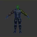 A Man In Tactical Vest With Orange Arm Patterns And Arms Outstretched