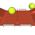 Vibrant Orange Tennis Court with Yellow Balls Red Stands Instagrammable Photo Spot