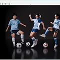 Women Soccer Players Displaying Dynamic Moves In Blue White Jerseys With Soccer Balls