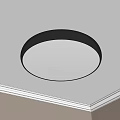 Round Modern Ceiling Light with White Shade and Black Frame on Ceiling Trim 3d model