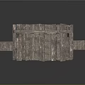 Rustic Wooden Platform Structure With Top Beam Three Hooks And Small Stools