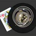 Golden Heart Model Medical Device With Glass Dome And Black Base