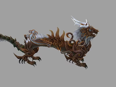 Mythical Flying Dragon With Ornate Design Intricate Scales Claws And Cloud Patterns 3d model