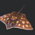 Spotted Stingray Marine Life With Brown Body And Yellow Circular Spots