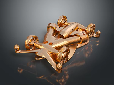 Golden Mechanical Car Model With Intricate Structure And Decorative Components 3d model